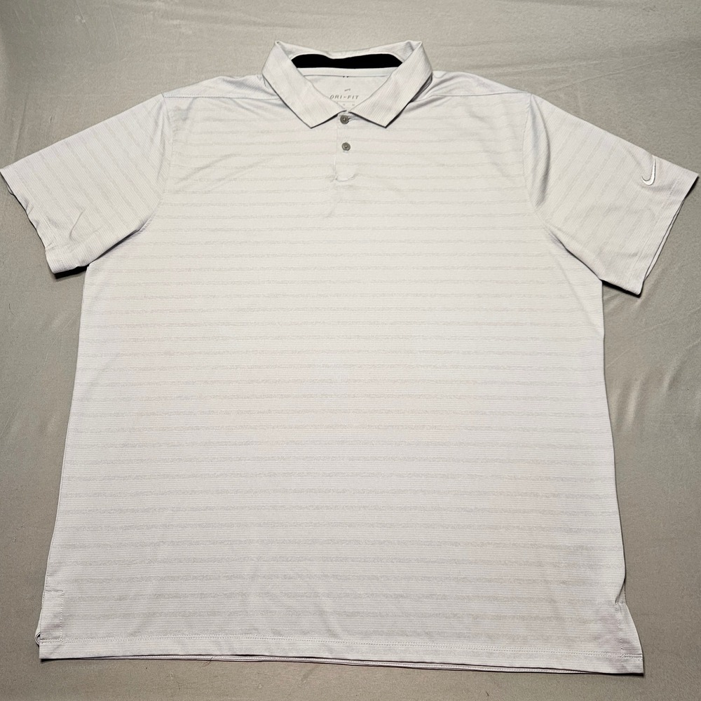 Nike Dri-FIT Polo Mens XL Grey Striped Short Sleeve Golf Shirt BV6848-043 - Picture 2 of 10